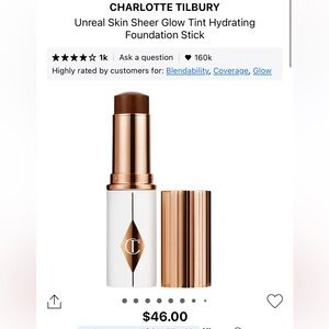 Charlotte Tilbury Unreal Sheer Glow Tint Hydrating Foundation Stick
